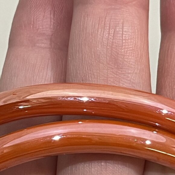 Set Of 2 Unbranded Vintage Orange Glass Bangle Bracelets - Picture 11 of 15
